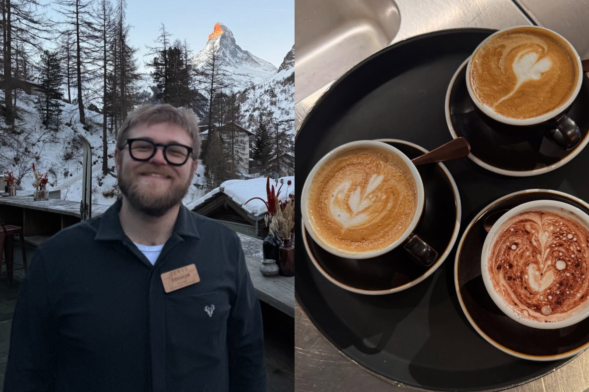 Ibi pracuje ako head barista v michelinskom hoteli v Zermatt